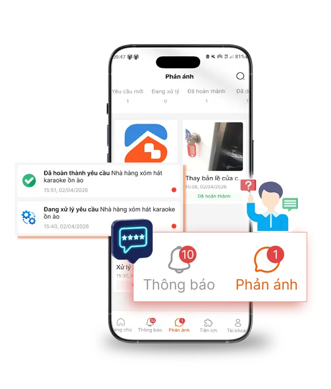 App Landsoft Home 5 Gửi và xử lý yêu cầu cư dân tòa nhà