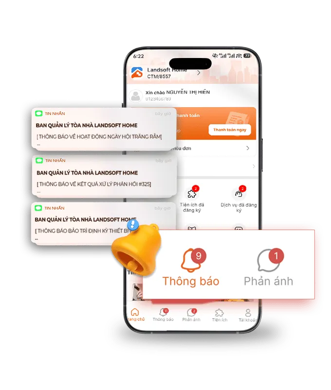 App Landsoft Home 4 03. Theo dõi và cập nhật liên tục thông báo từ Ban quản lý
