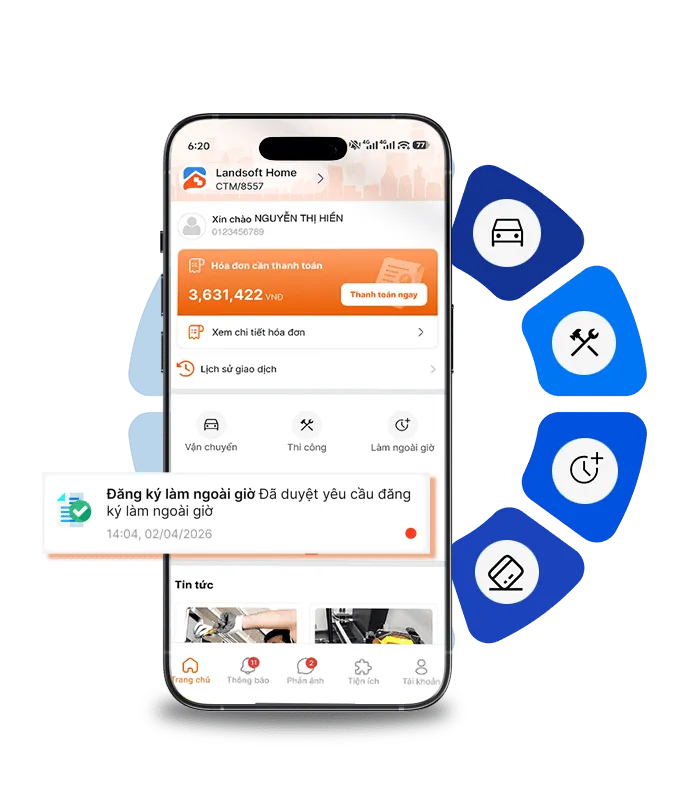 App Landsoft Home 7 Tiện ích mở rộng theo từng dự án