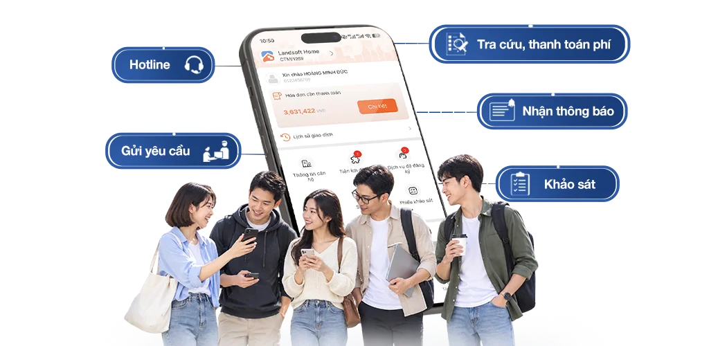 Phần mềm quản lý chuỗi tòa nhà chung cư Landsoft Building 27 06.04. Ung dung dien thoai cho cu dan